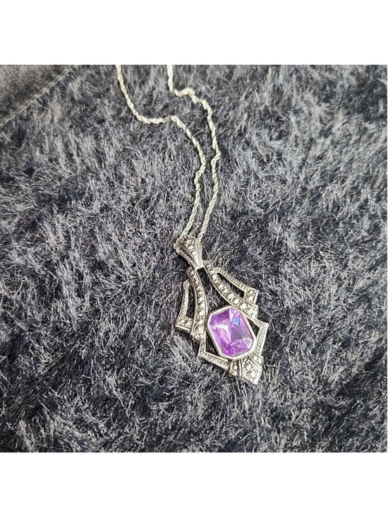Avon Jewelry - Avon Faux Marcasite Amethyst Pendant